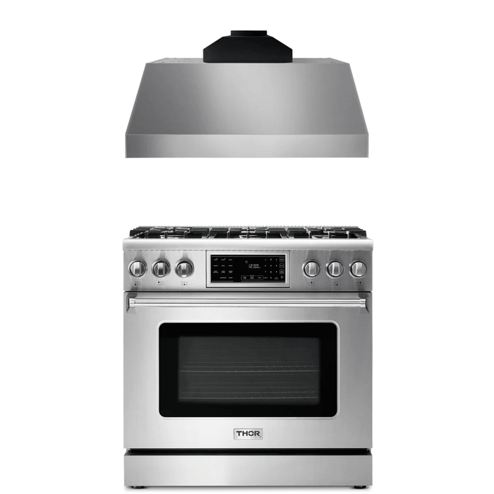 Thor Kitchen Appliance Package - 36 In. Gas Range, Range Hood, AP-TRG3601-C