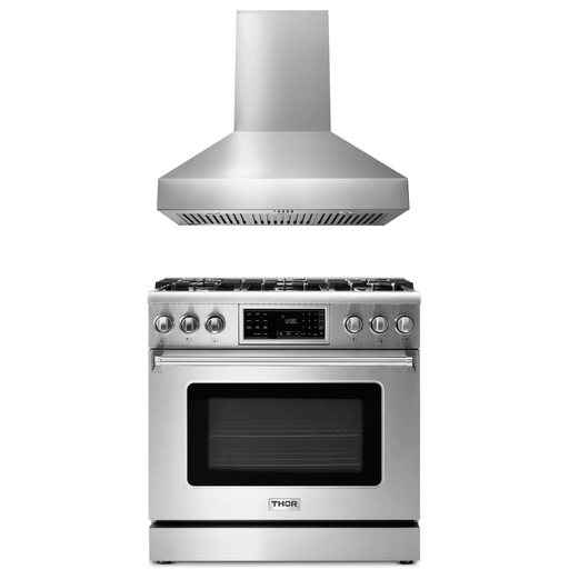Thor Kitchen Appliance Package - 36 In. Gas Range, Range Hood, AP-TRG3601-W