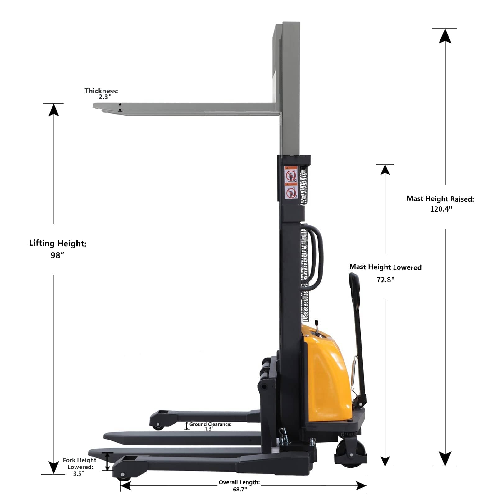 Apollolift Power Lift Straddle Stacker 3300Lbs 98"Lifting - A-3011 - Backyard Provider