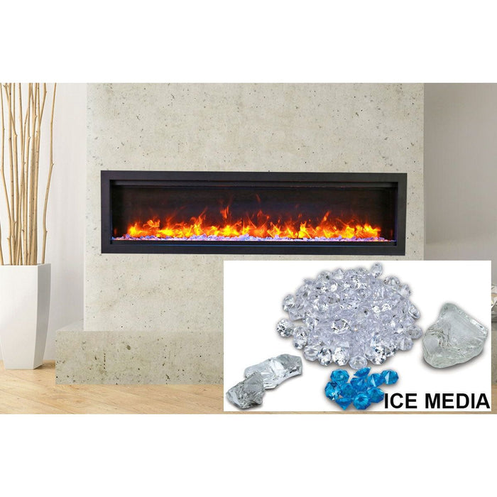 Amantii Symmetry Bespoke 60'' Wall Mount / Recessed Linear Indoor/Outdoor Electric Fireplace - SYM-60 BESPOKE / DESIGN MEDIA BIRCH-10PCE