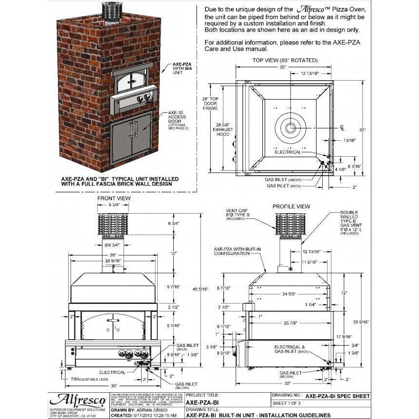 Alfresco Pizza Oven Plus Built-In Diagram