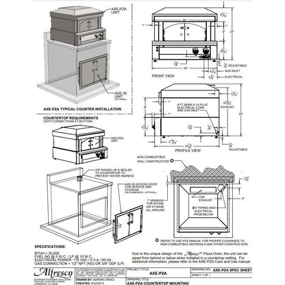 Alfresco Pizza Counter Top Specs