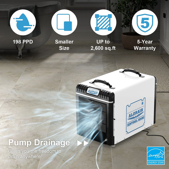 AlorAir Basement/Crawlspace Dehumidifiers 198 PPD Saturation , 90 Pints AHAM - Sentinel HDi90