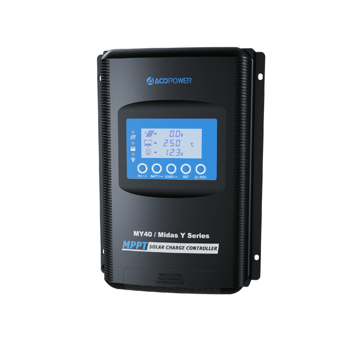 ACOPOWER Midas 40A MPPT Negative Ground Solar Panel Charge Controller LCD Display - HY-MY40