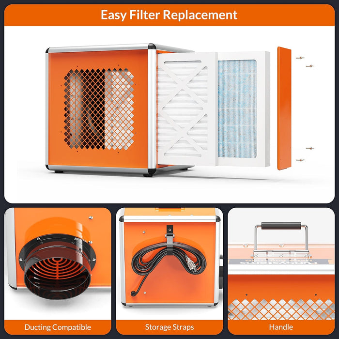 Purisystems Air Scrubber with 5-stage Filtration System, Negative Machine Air Scrubber - HEPA 600 UVIG-Orange