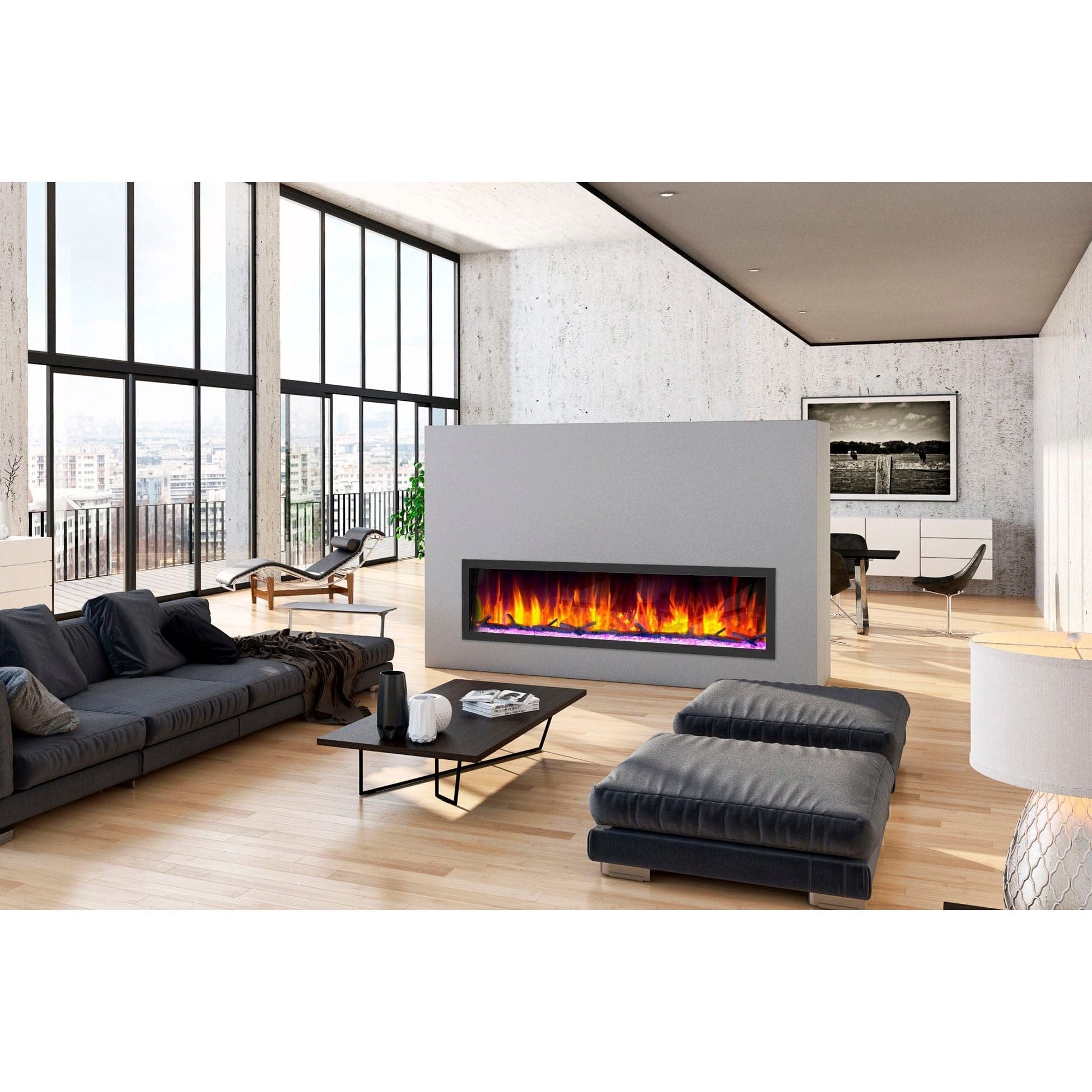 Dynasty Cascade 74'' Recessed Linear Electric Fireplace - DY-BTX74