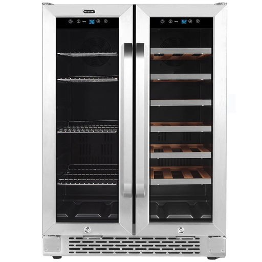 Whynter 24″ Built-In French Door Dual Zone 20 Bottle Wine Refrigerator 60 Can Beverage Center BWB-2060FDS