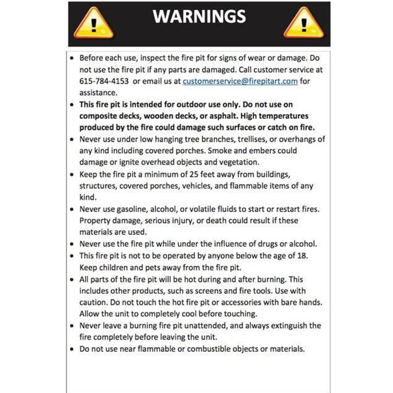 Barefoot Beach Fire Pit - warning