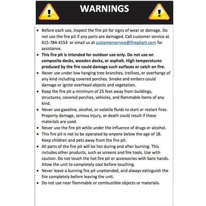 Barefoot Beach Fire Pit - warning