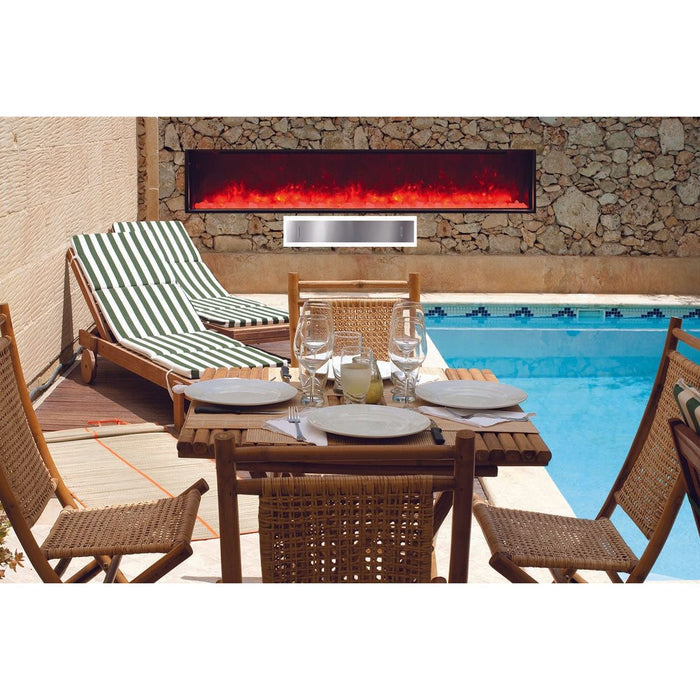 Amantii Panorama 88-inch Slim Built-in Indoor/Outdoor Linear Electric Fireplace - BI-88-SLIM-OD