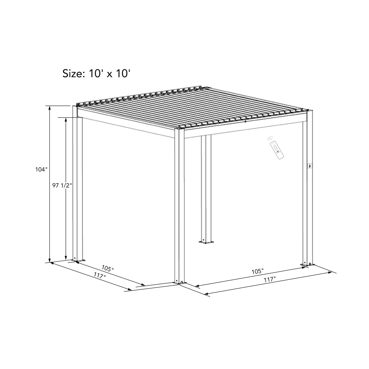 Bon Pergola 10' x 10' Freestanding Louvered Villa Pergola - VP-3325-WH