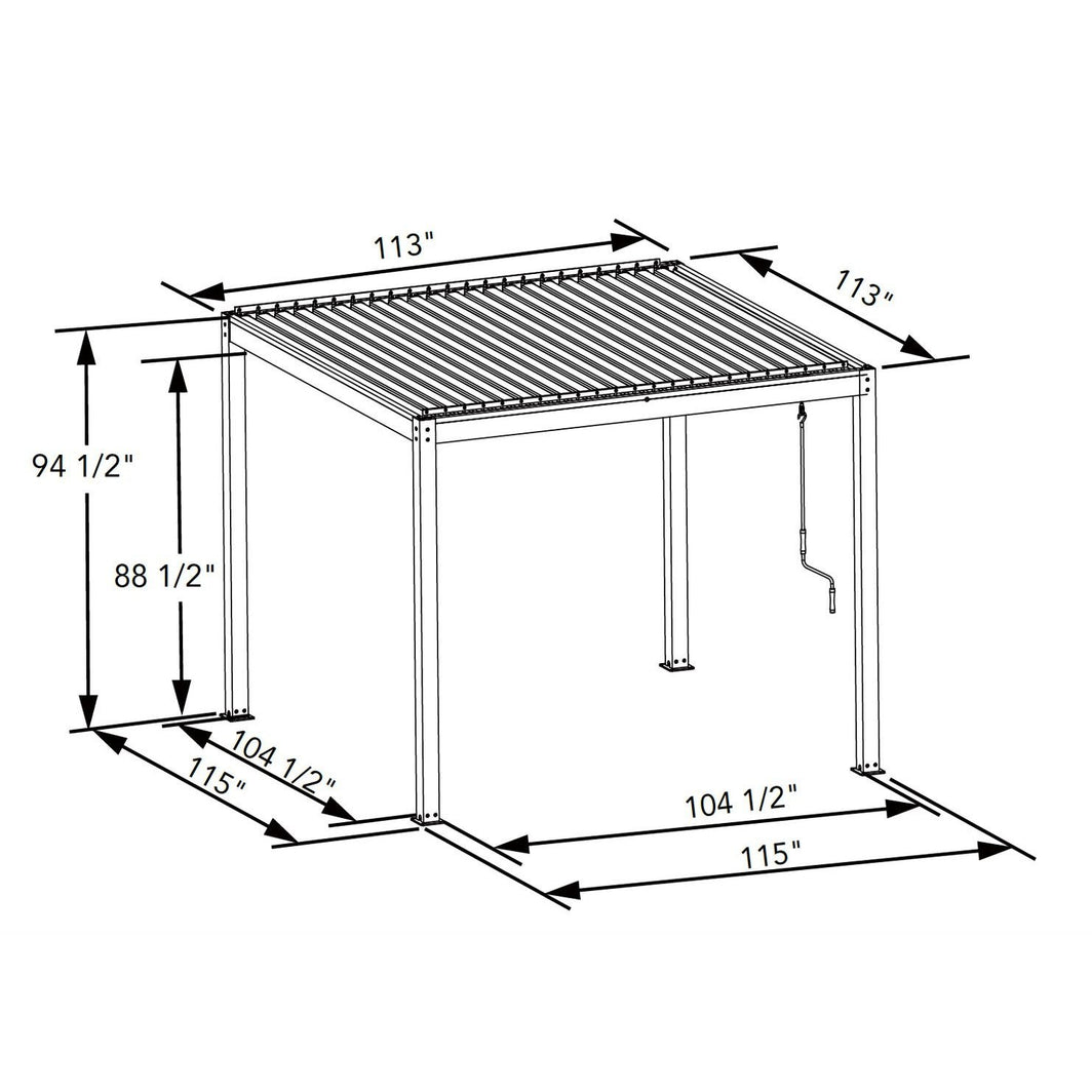 Bon Pergola 10' x 10' Manual Aluminum Louver Starry Pergola - BP-MASP-