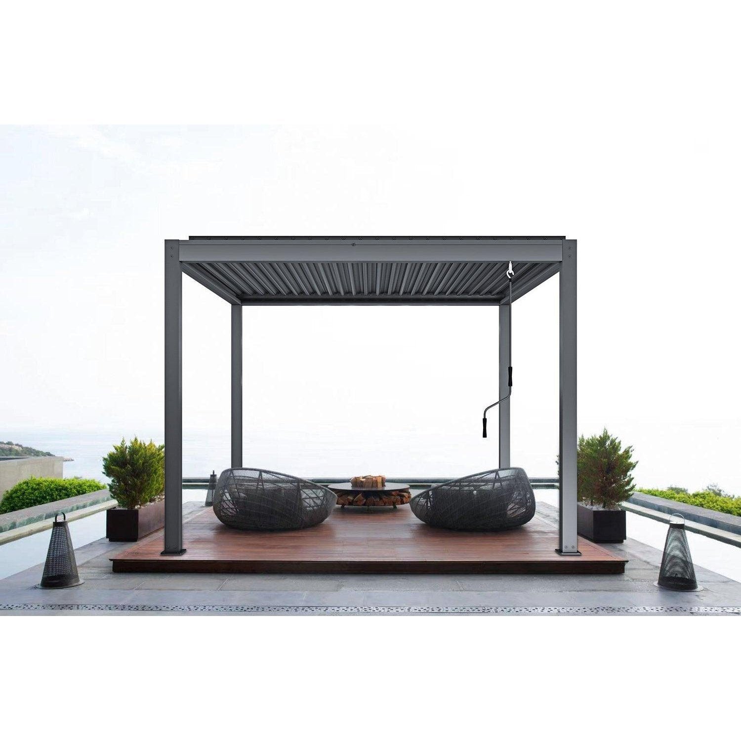 Bon Pergola 10' x 10' Manual Aluminum Louver Starry Pergola - BP-MASP-DG-10X10