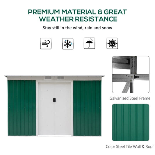 Outsunny 9' x 4.5' x 5.5' Outdoor Rust-Resistant Garden Storage Shed - 845-032