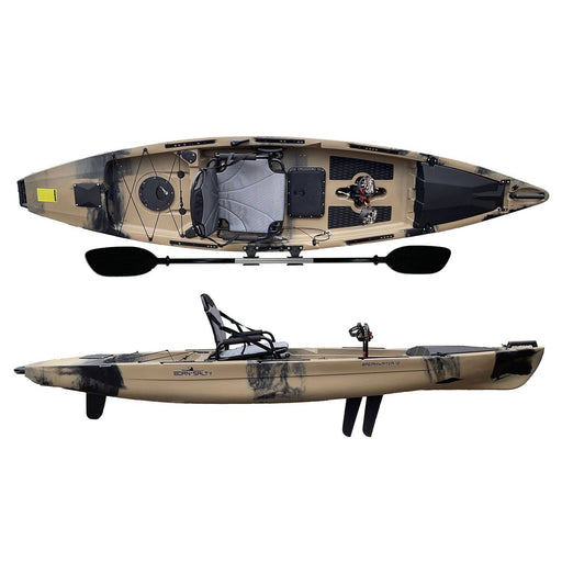 Born Salty Breakwater 12 Kayak - Sand Camo - Pedal Drive Package - Backyard Provider