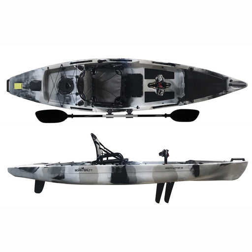 Born Salty Breakwater 12 Kayak - Snow Camo - Pedal Drive Package - Backyard Provider