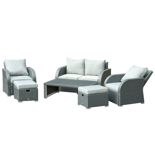 Outsunny 6-Piece Patio Furniture Sets Outdoor Wicker Sofa Set - 860-153