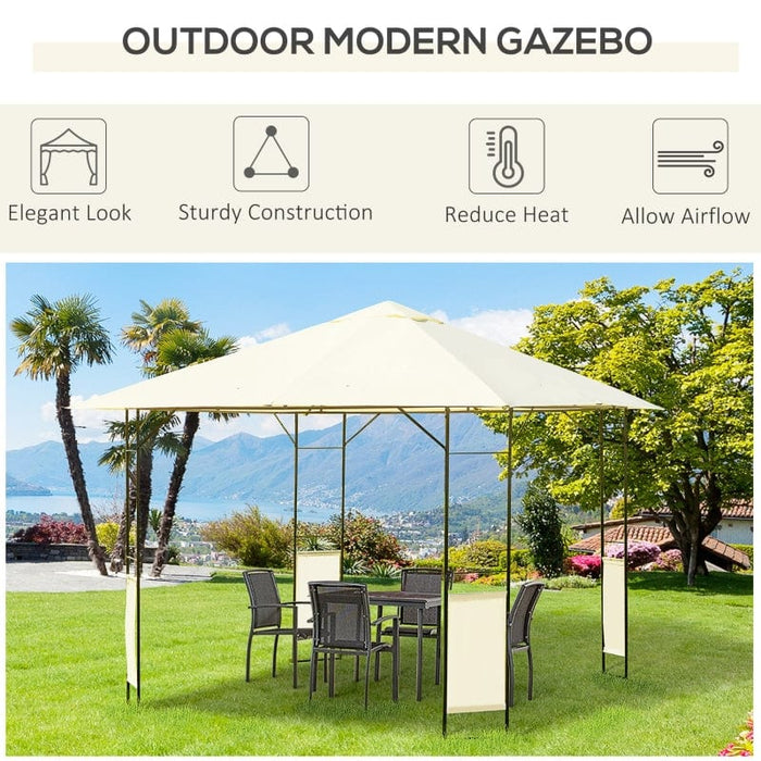 Outsunny 10'x10' Outdoor Modern Gazebo Canopy Cover with Cloth Side Panels - 01-0867