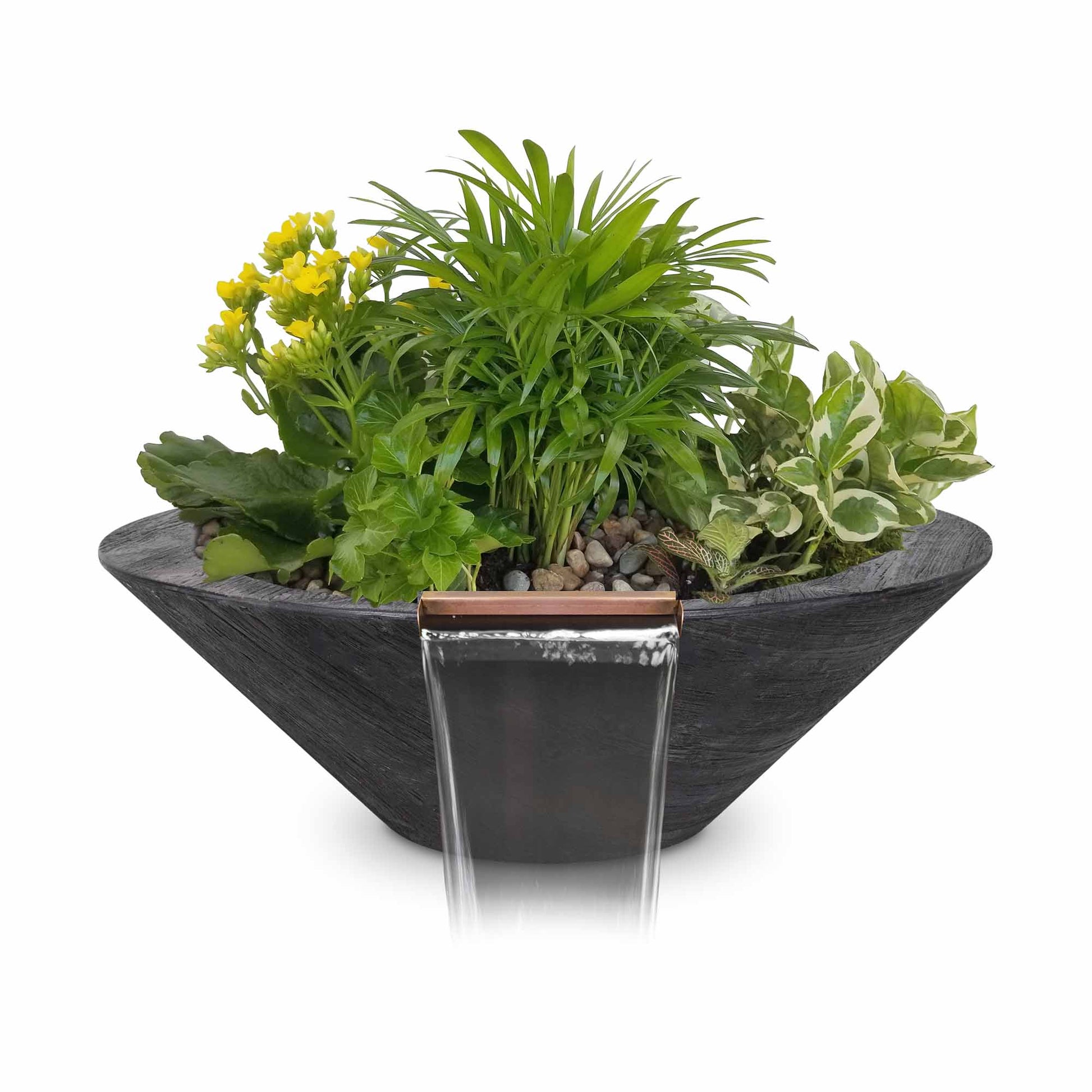 Cazo Planter & Water Bowl-Wood Grain Concrete Ebony