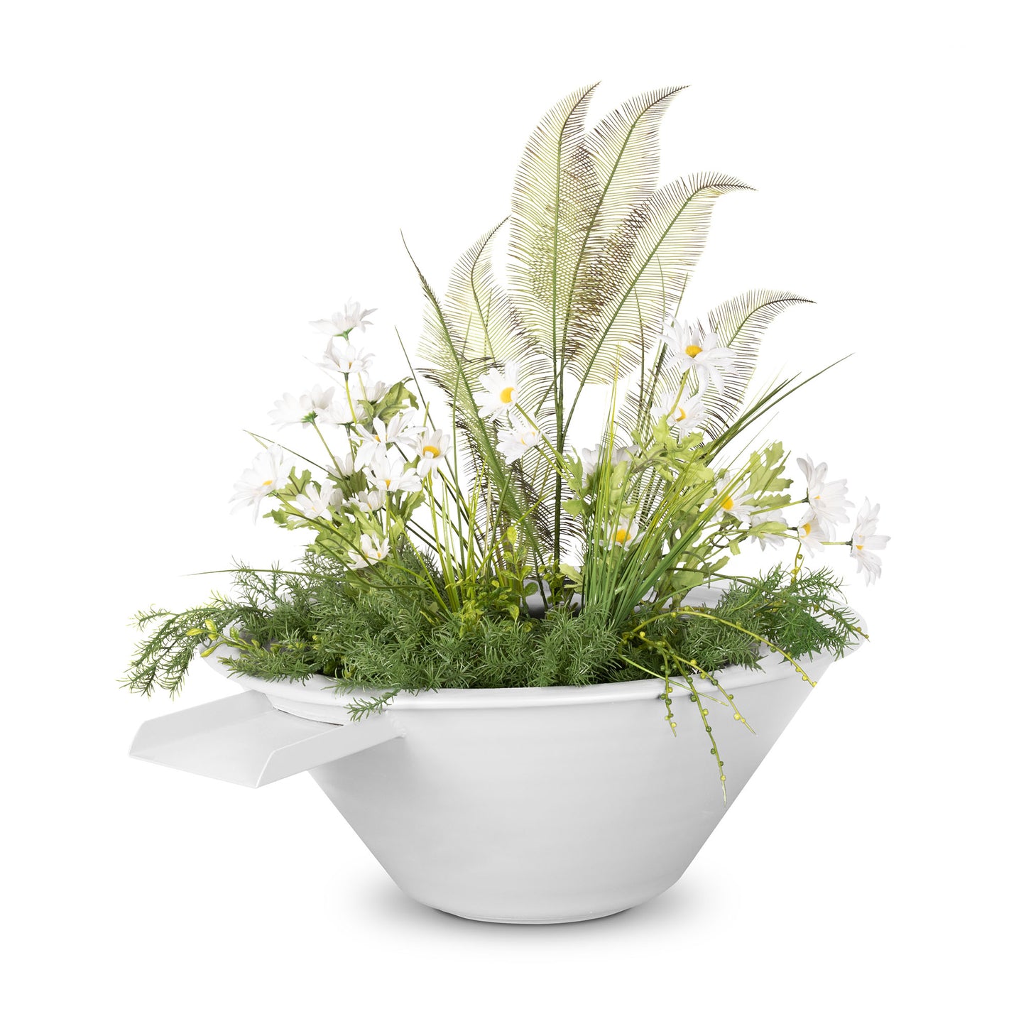 Cazo Powder Coated Planter & Water Bowl White