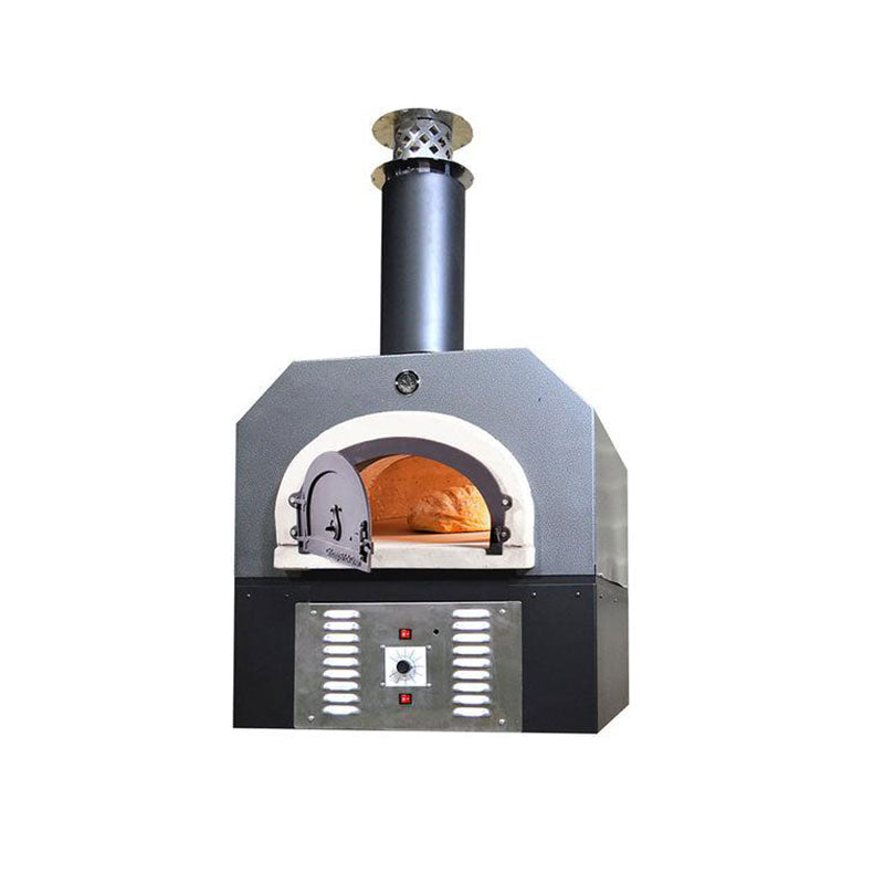 Chicago Brick Oven 750 Hybrid NAT Gas Countertop (Residential)  Dual Fuel (Gas or Wood) - Silver Vein, open oven