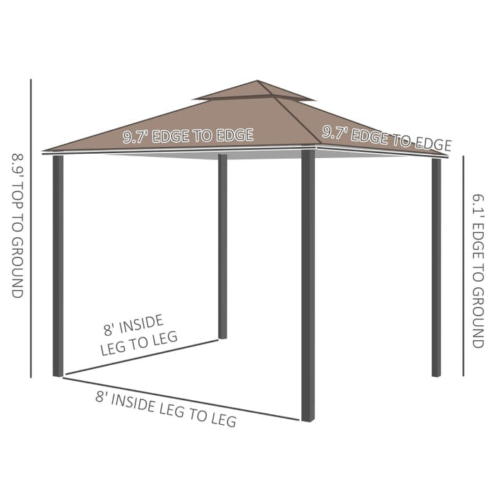 Outsunny 10' x 10' Steel Outdoor Patio Gazebo Canopy - 84C-010CF