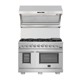 Forno Appliance Package - 48 Inch Gas Range, Range Hood, Refrigerator, Microwave Drawer, Dishwasher, Wine Cooler, AP-FFSGS6244-48-9