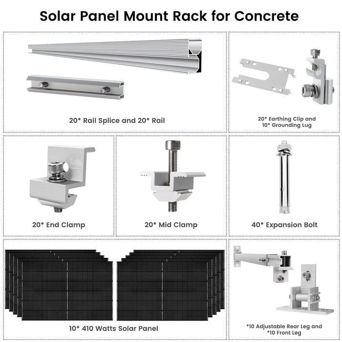 410 Watt Monocrystalline Solar Panel (10 Packs) With Solar Panel Mount Rack - Backyard Provider
