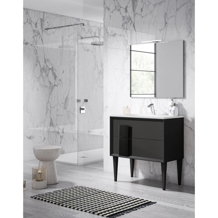 Lucena Bath Décor Cristal 24" Freestanding Bathroom Vanity in White/Black or Grey and glass handle - Backyard Provider