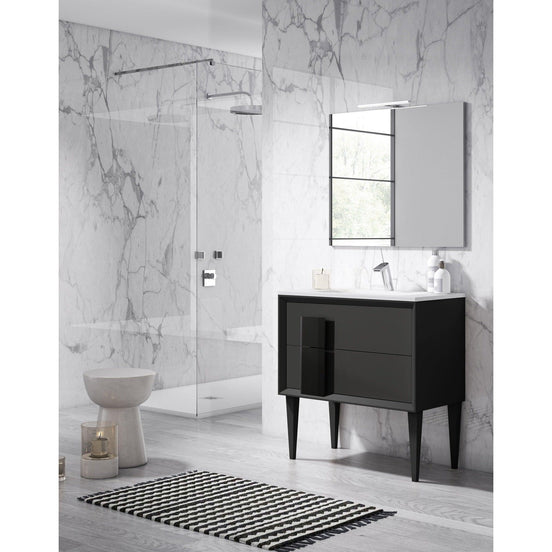 Lucena Bath 40" Décor Cristal Freestanding Vanity in White / Black / Grey and glass handle - Backyard Provider