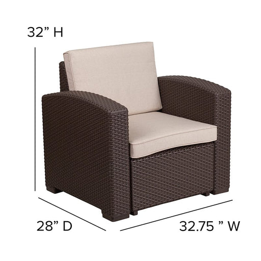 Flash Furniture 5 Piece Outdoor Faux Rattan - DAD-SF-113RS-CBN-GG