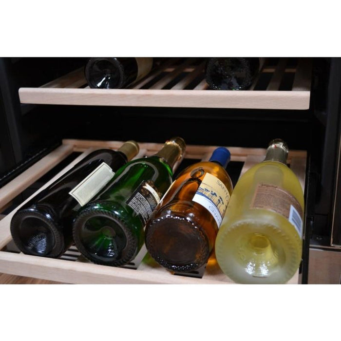 Newair - 27” 160-Bottle Dual-Zone Built-in/Freestanding Stainless Steel Wine Fridge AWR-1600DB - w/ Smooth Rolling Shelves