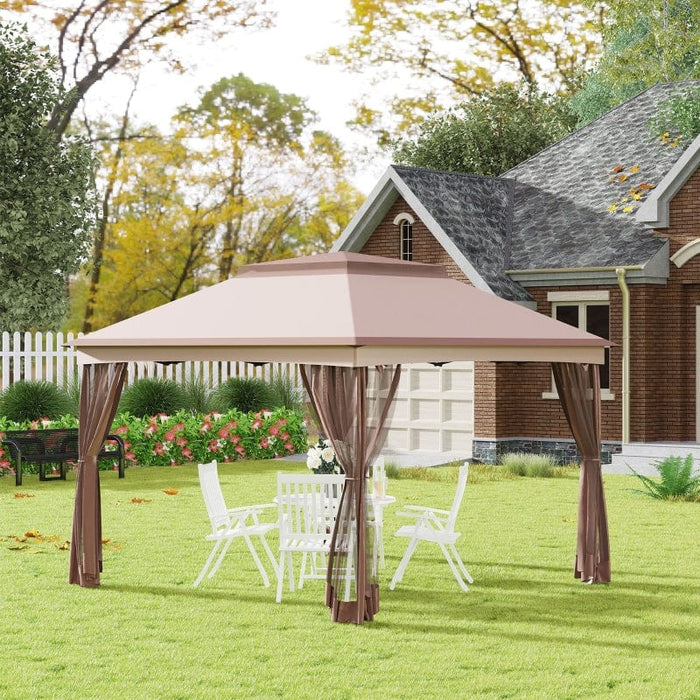 Outsunny 11' x 11' Pop Up Gazebo Outdoor Canopy Shelter with 2-Tier Soft Top - 840-166