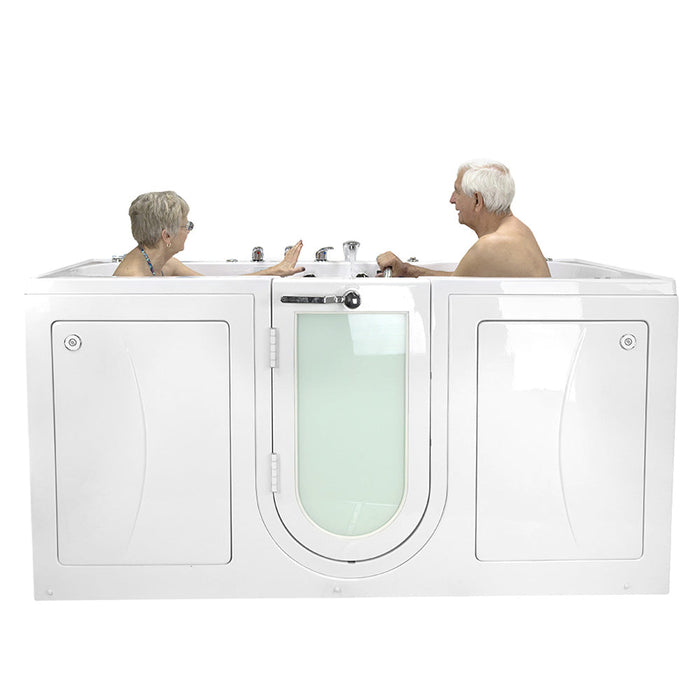 Ella's Bubble Big4Two Seat -Acrylic Outward Swing Door Walk-In Bathtub with Independently Operated Foot Massage (36″W x 80″L) - Backyard Provider