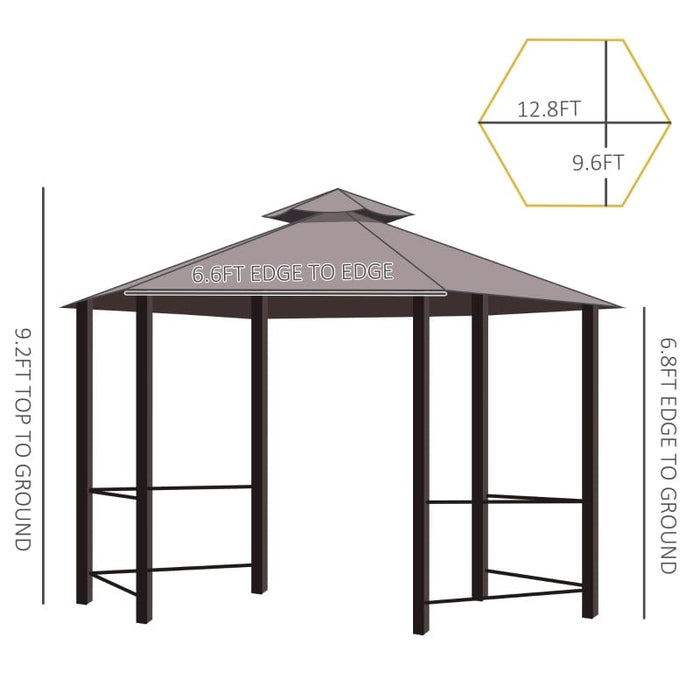 Outsunny 13' x 13' Party Tent, 2 Tier Outdoor Hexagon Patio Canopy - 84C-052CF