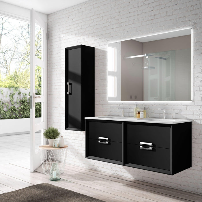 Lucena Bath 48" Décor Tirador Double Floating Vanity in White, Black, Gray or White and Silver. - Backyard Provider