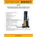 EKKO Semi-Electric Straddle Stacker - 119" Height - 3300 lbs Capacity - EA15B