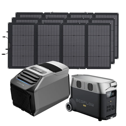 EcoFlow WAVE 2 Portable AC + DELTA Pro + 220W Portable Solar Panel
