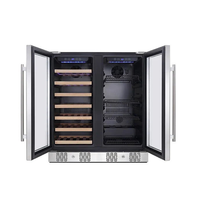 Empava 24" 20 Bottle and 79 Can Dual Zone Wine Cooler and Beverage Cooler, EMPV-BR04D