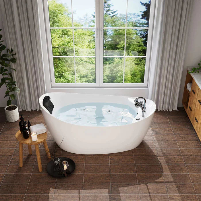 Empava 67" Freestanding Whirlpool Acrylic Bathtub with Faucet, EMPV-67AIS02
