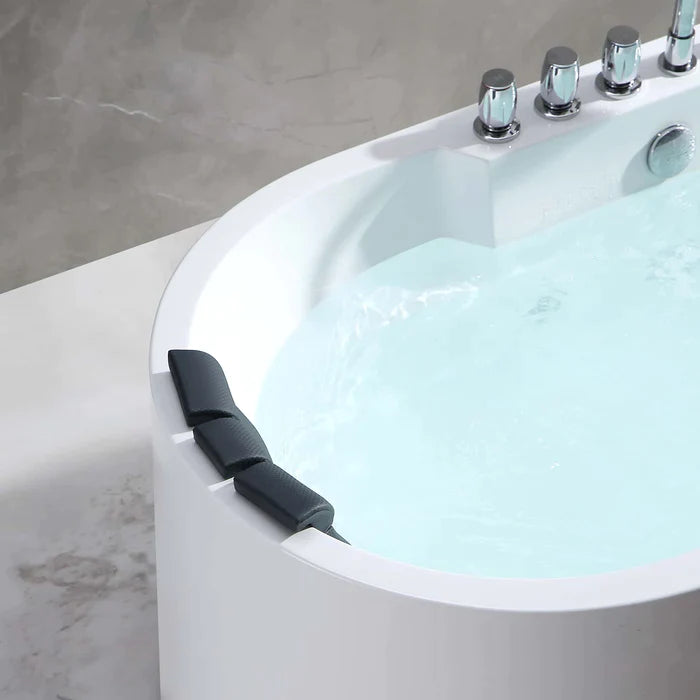 Empava 67" Freestanding Oval Whirlpool Bathtub with Faucet, EMPV-67AIS17
