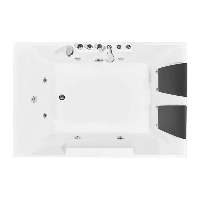 Empava 72" Modern Whirlpool Alcove Bathtub with Faucet and LED Lights, EMPV-72JT367LED