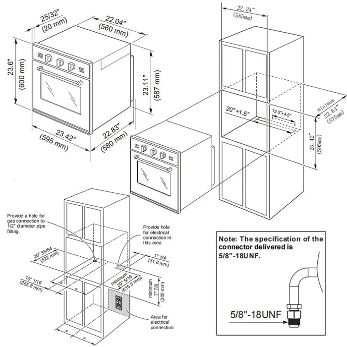 Empava 24" Single Propane Gas Wall Oven - 2.3 cu. ft., EMPV-24WO11L