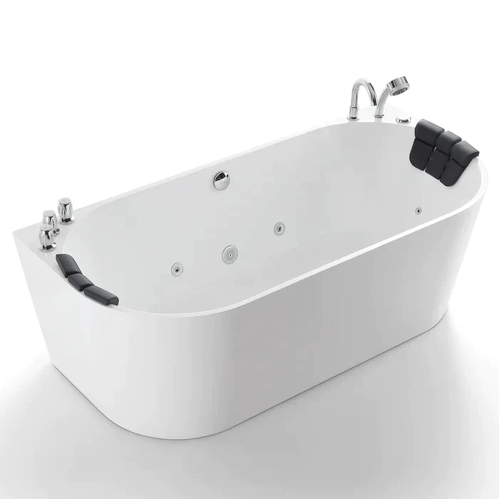Empava 59" Whirlpool Hydromassage Alcove Bathtub with Faucet, EMPV-59AIS06