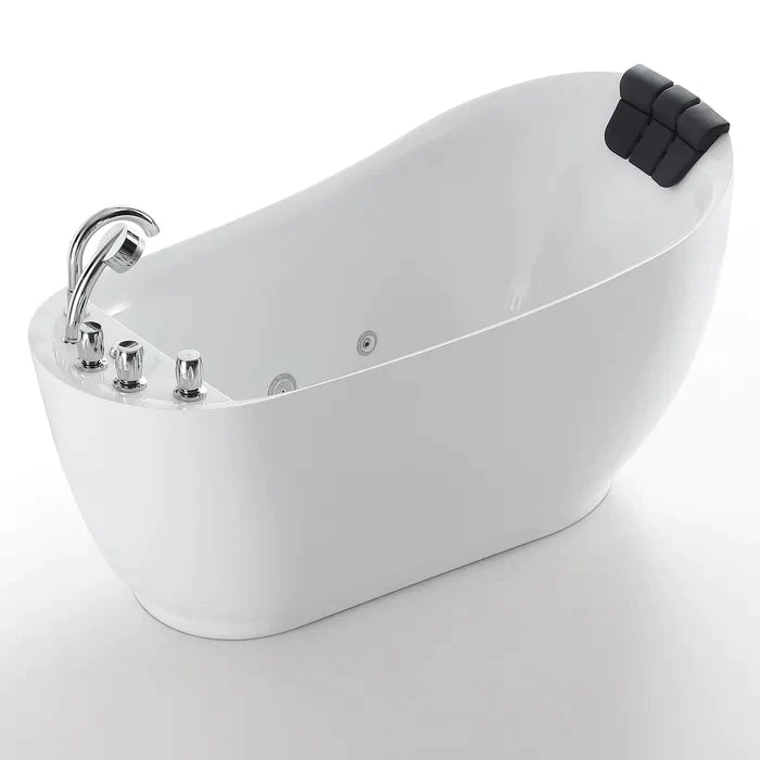 Empava 59" Freestanding Whirlpool Acrylic Bathtub with Faucet, EMPV-59AIS04