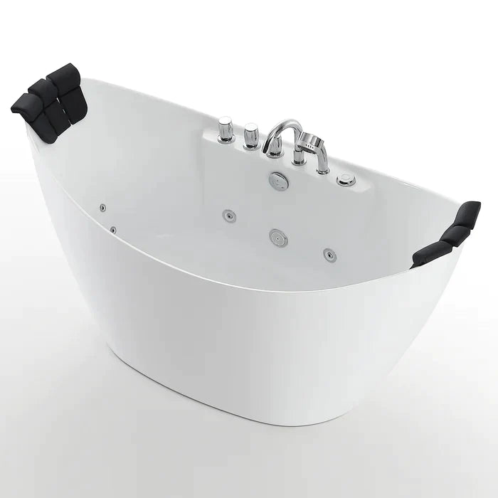 Empava 67" Freestanding Hourglass Whirlpool Bathtub with Faucet, EMPV-67AIS10