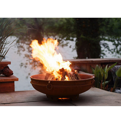 Fire Pit Art - Emperor Fire Pit - Burning in front of lake 