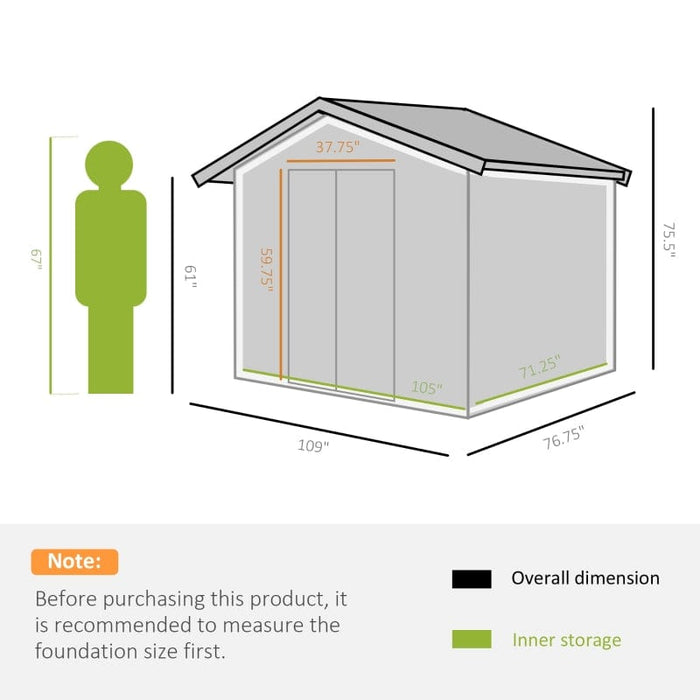 Outsunny 9' x 6' Metal Storage Shed - 845-031SR