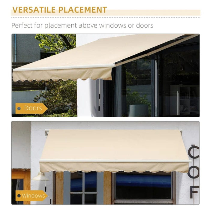 Outsunny 13' X 8' Manual Retractable Sun Shade Patio Awning - 840-151CW
