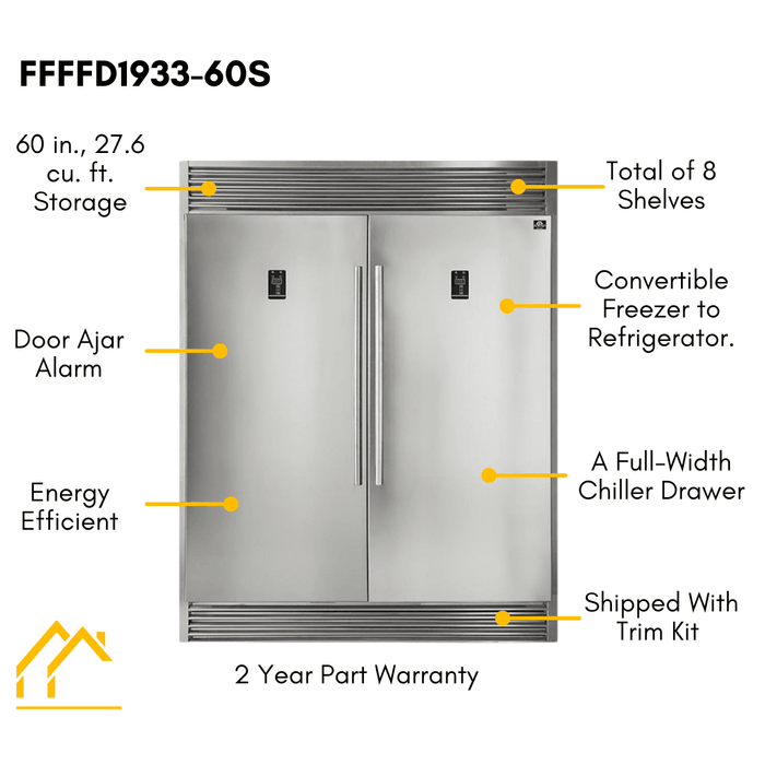 Forno Appliace Package - 48 Inch Gas Range, Wall Mount Range Hood, Refrigerator, Microwave Drawer, Dishwasher, AP-FFSGS6244-48-8
